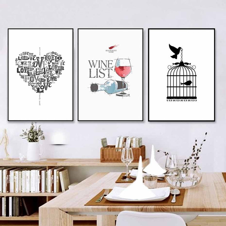 Liebe Herz Wein Drucke Küchenposter - Leinwand Wandkunst Malerei