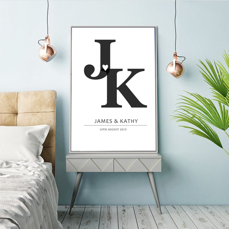Personalisierte Initialen Druck Jubiläum - Canvas Wandkunst Gemälde