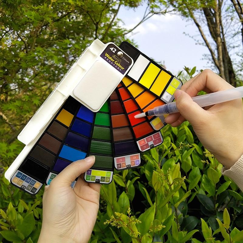 Aquarellfarben Set mit Wasserpinsel & Pigment | Karnz