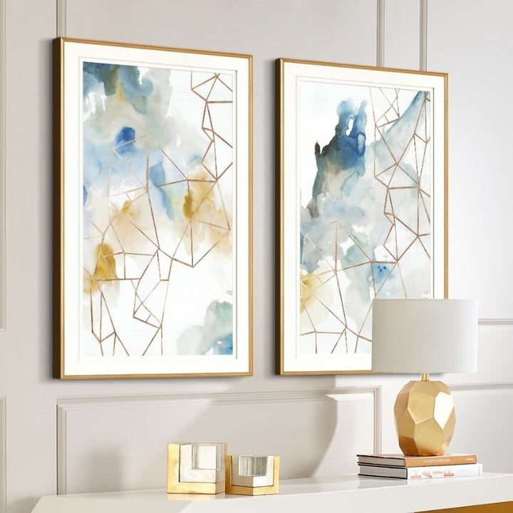 Abstraktes Aquarell Geometrisches Muster - Leinwand Wandkunst Gemälde