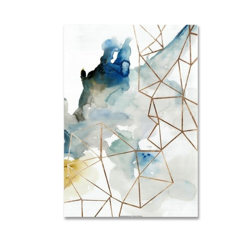 Abstraktes Aquarell Geometrisches Muster - Leinwand Wandkunst Gemälde