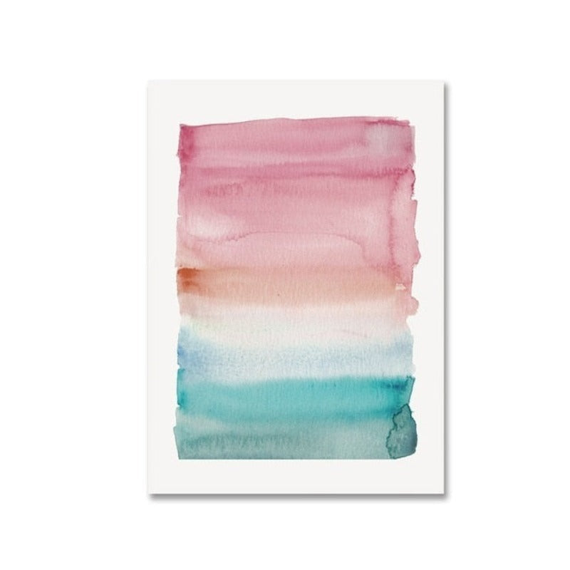 Abstrakte Aquarell Rosa Blau - Leinwand Wandkunst Gemälde