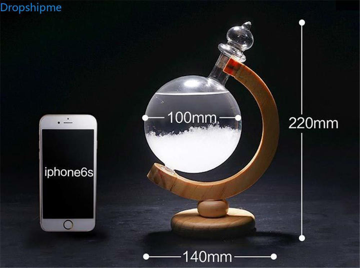 Karnz | Sturmglas Wettervorhersage Flasche Kristall Schreibtisch Barometer mit Holzfuß