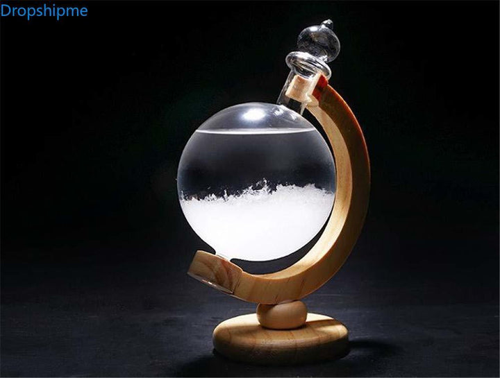 Karnz | Sturmglas Wettervorhersage Flasche Kristall Schreibtisch Barometer mit Holzfuß