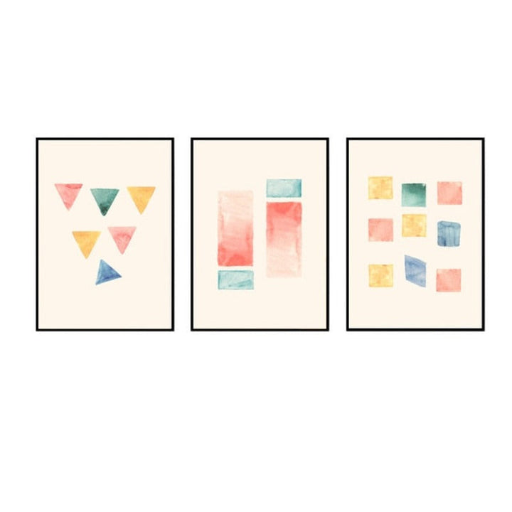 Geometrische Aquarelldrucke Poster - Leinwand Wandkunst Malerei