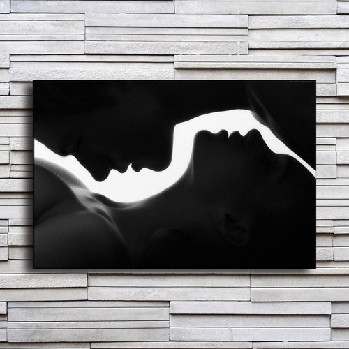 Mann- und Frauensilhouette - Leinwand Wandkunst Gemälde