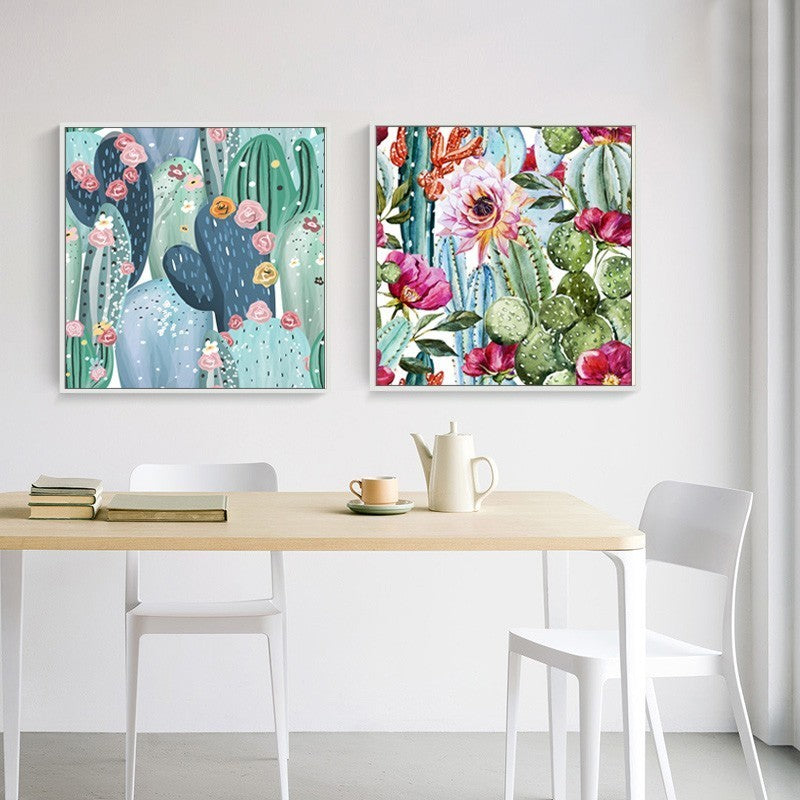 Cactus Floral - Leinwand Wandkunst Malerei
