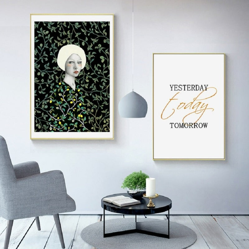 Nordisches minimalistisches Mädchen-Wandbild – Leinwandbild