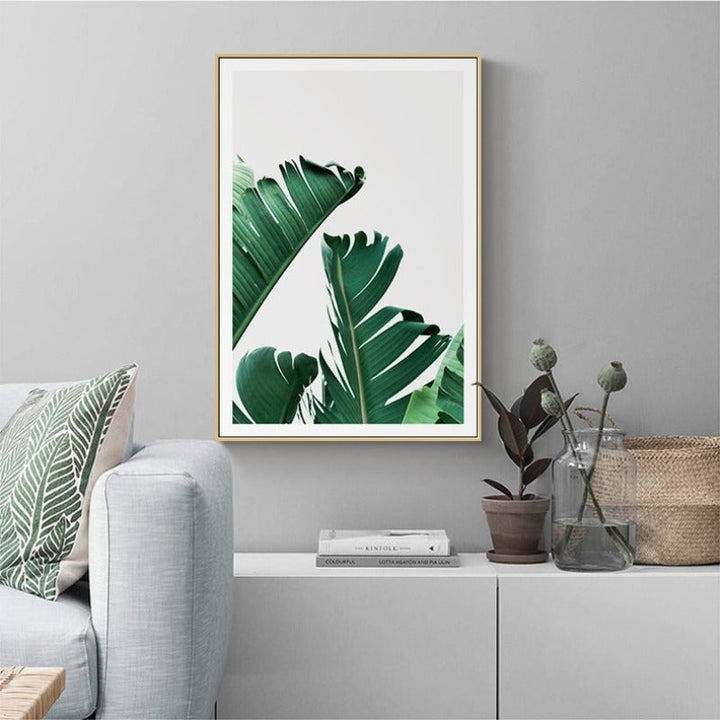 Grüne tropische Blätter - Leinwand Wandkunst Gemälde