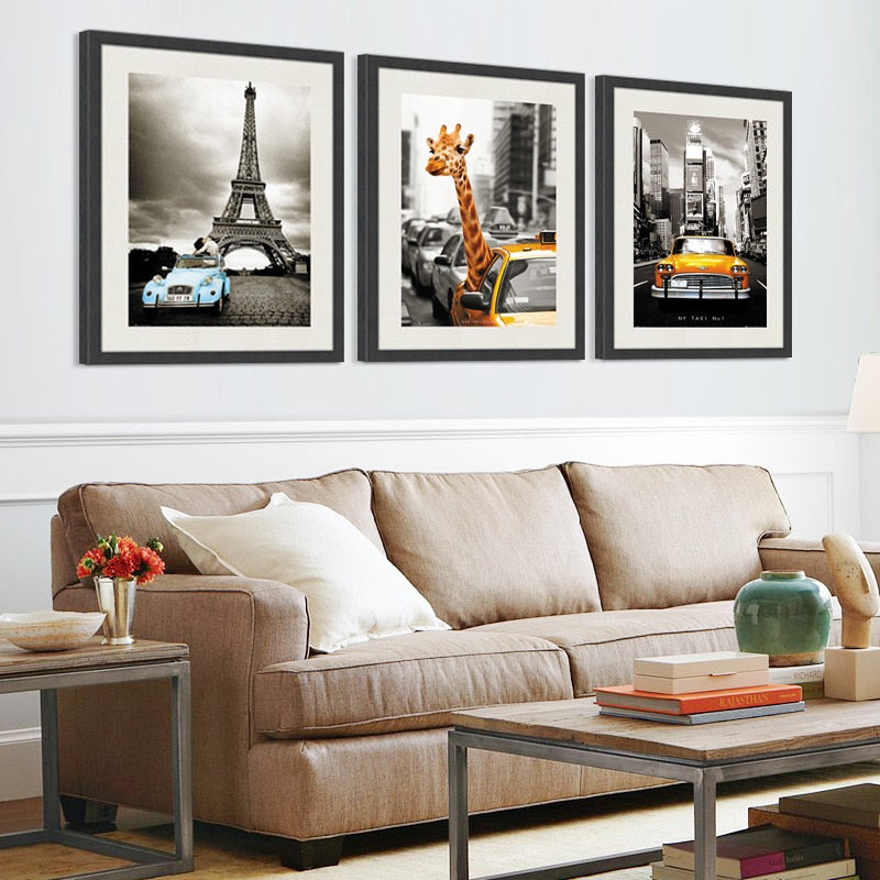 Car City Giraffe - Leinwand Wandkunst Malerei