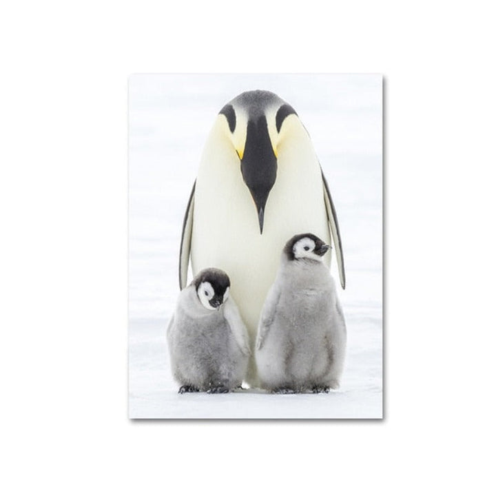 Herzliche Pinguinfamilie – Leinwandbild