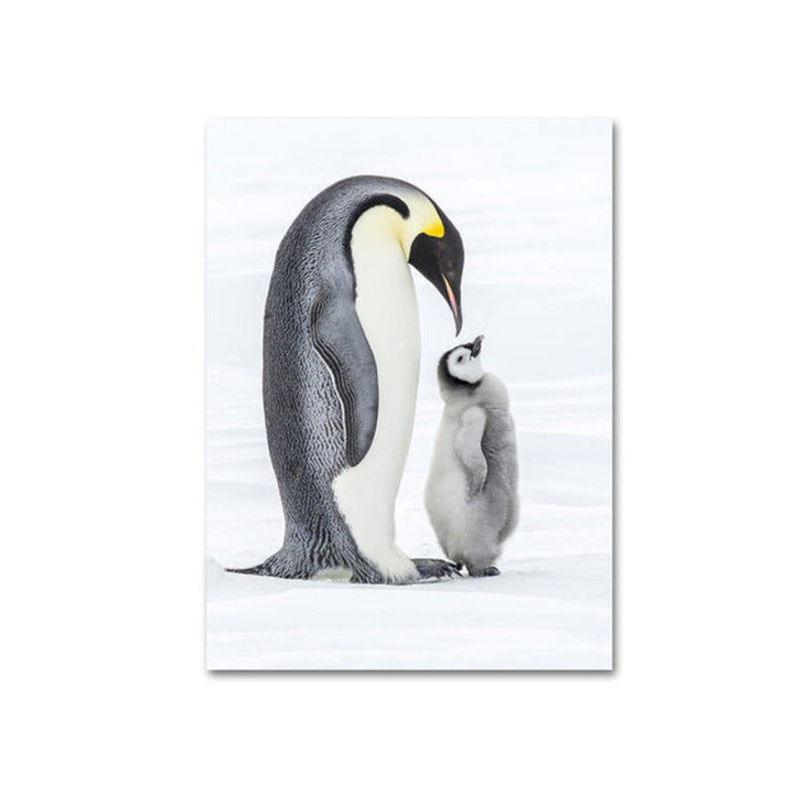 Herzliche Pinguinfamilie – Leinwandbild