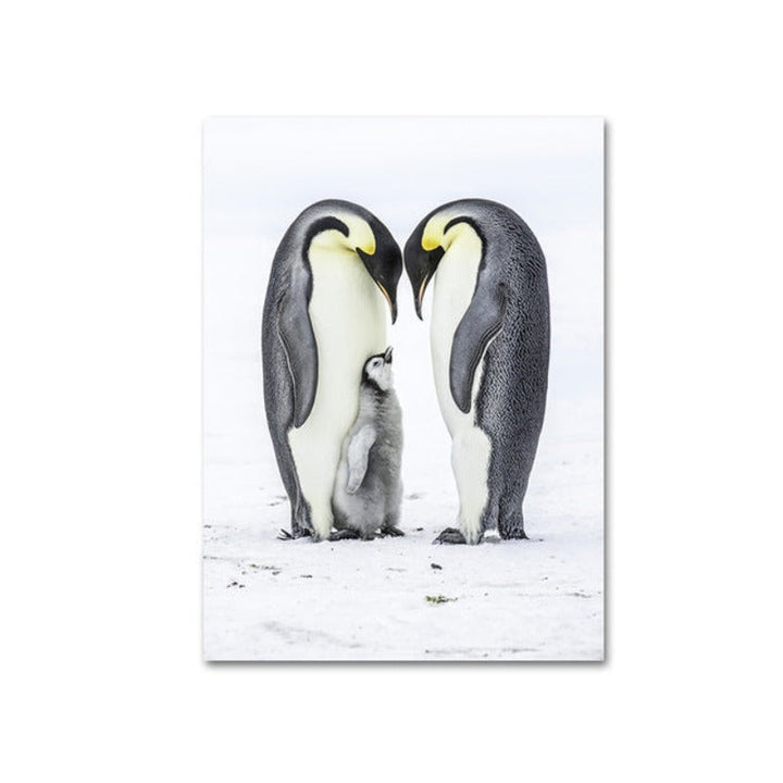Herzliche Pinguinfamilie – Leinwandbild