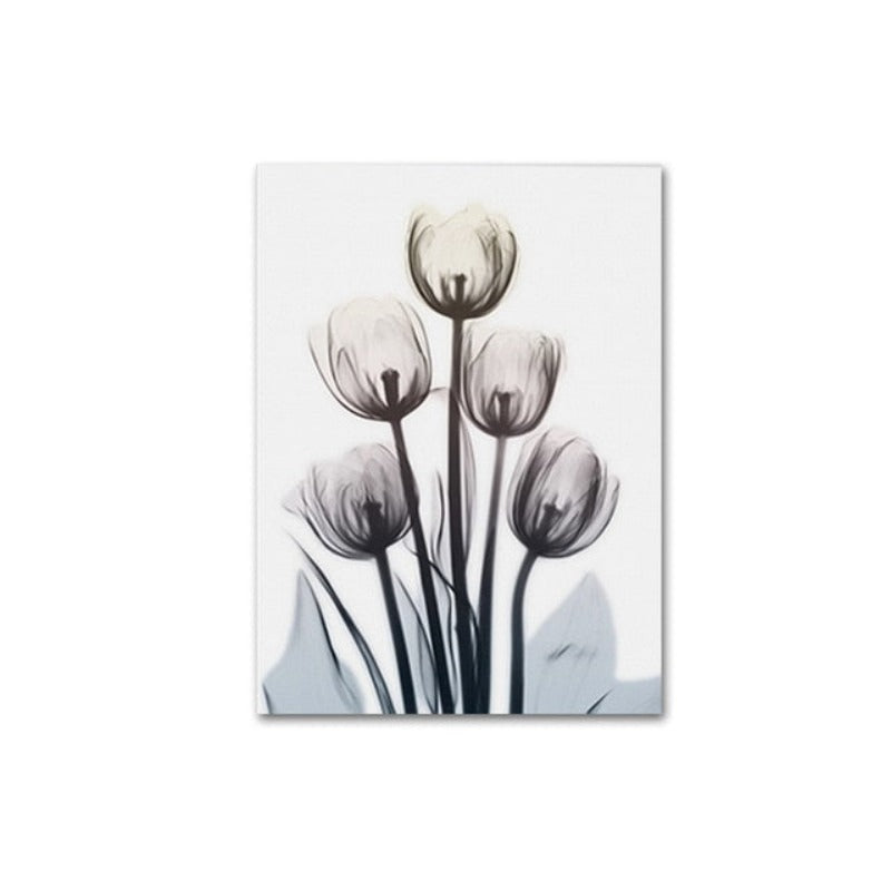 Modernes europäisches Tulpenmotiv, transparent - Leinwandbild