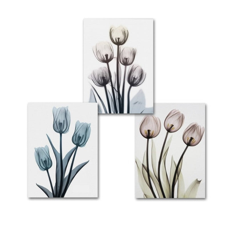 Modernes europäisches Tulpenmotiv, transparent - Leinwandbild