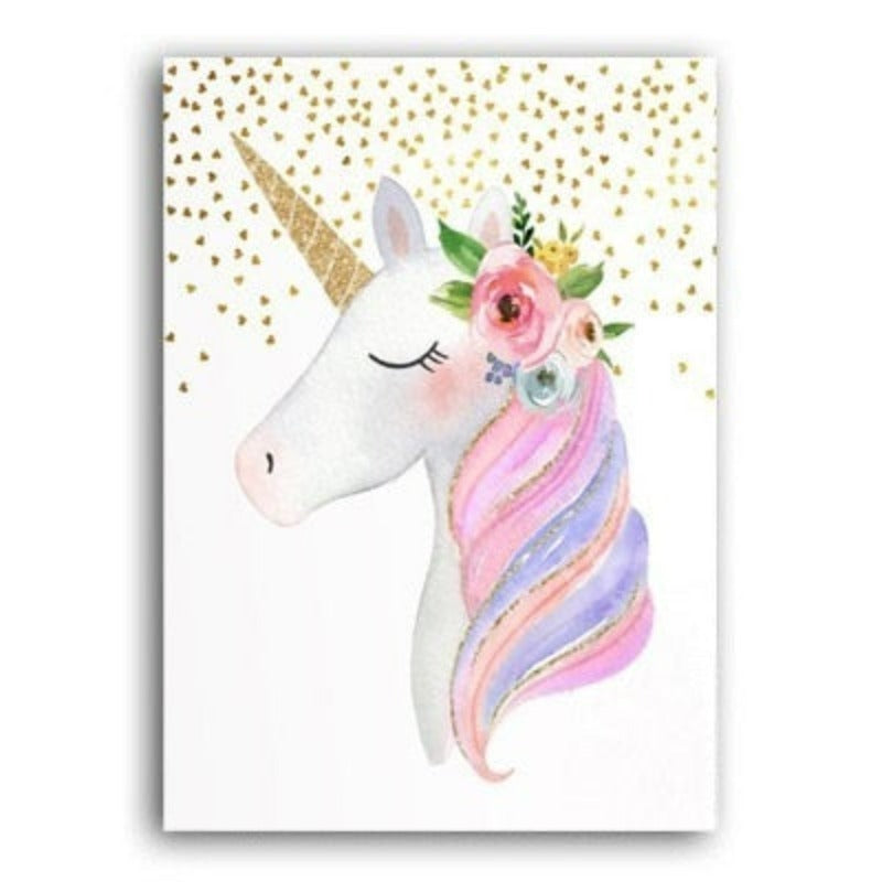 Cartoon Einhorn Leinwandmalereien - Leinwand Wandkunstmalerei