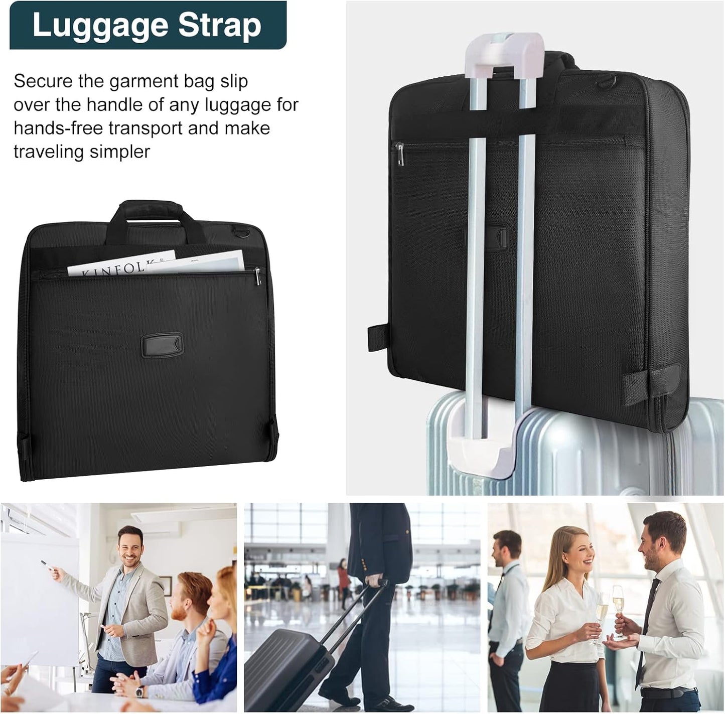 Faltbare wasserdichte Reise-Garderoben-Tasche – Handgepäck-Anzug-Organizer mit Riemen | Karnz