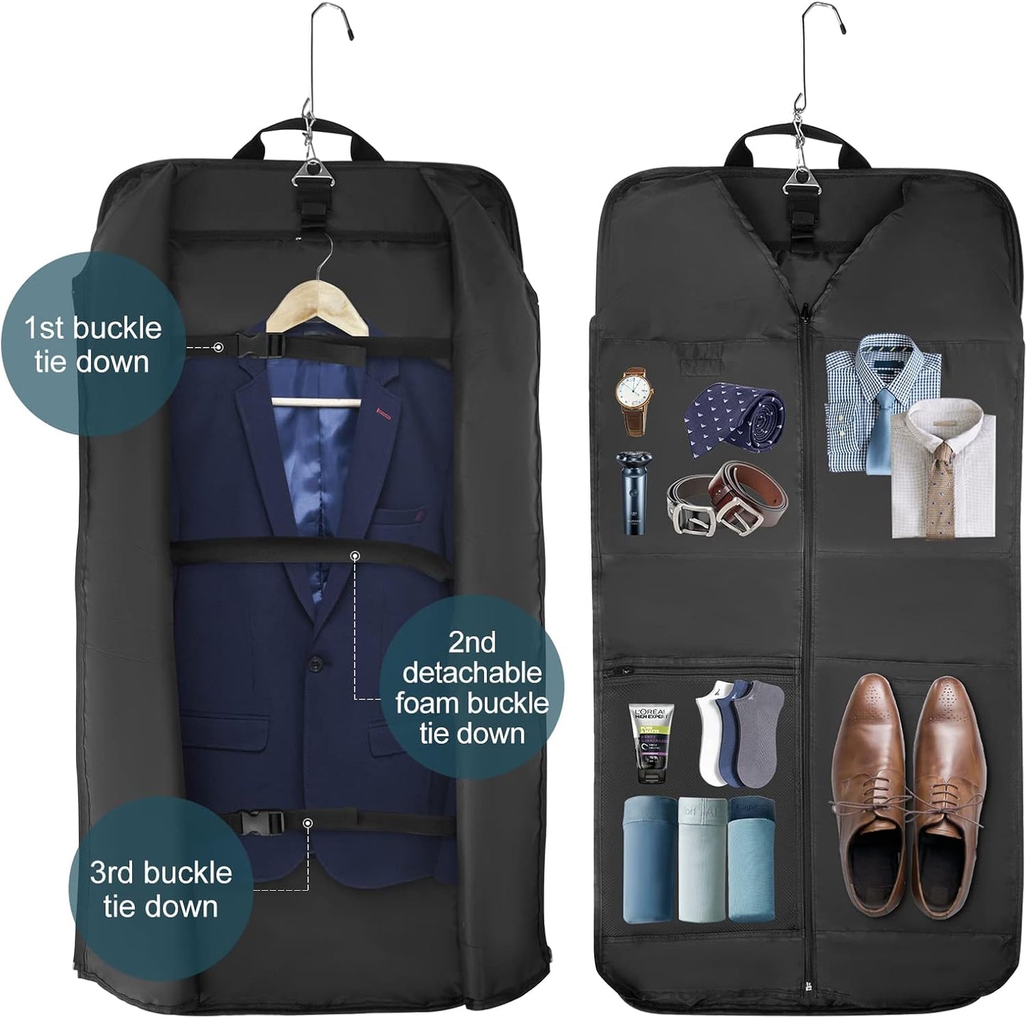 Faltbare wasserdichte Reise-Garderoben-Tasche – Handgepäck-Anzug-Organizer mit Riemen | Karnz