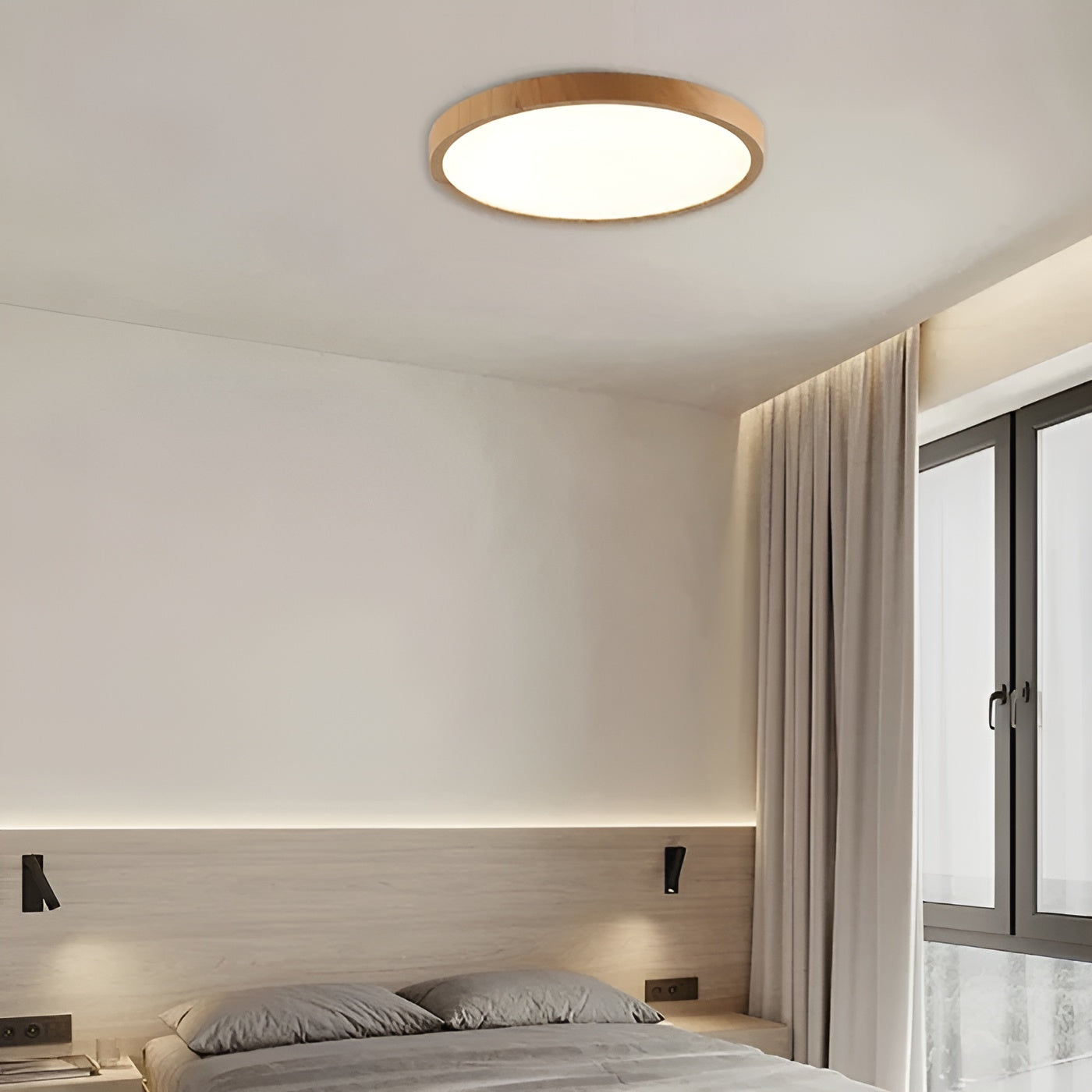 GrainGlow Light – Moderne, ultradünne Holz-Deckenleuchte
