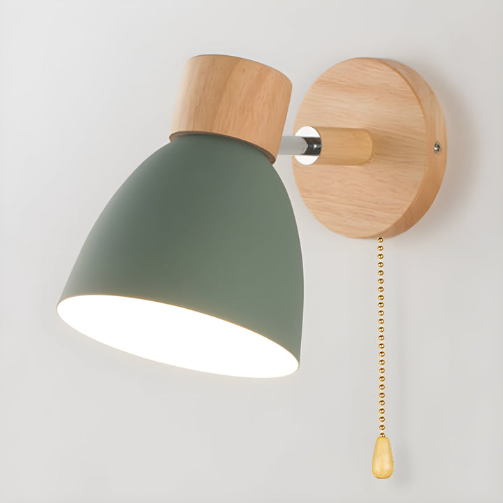 Hölzerne Nordische Wandlampe mit Schalter für Gemütliches Schlafzimmer | Karnz