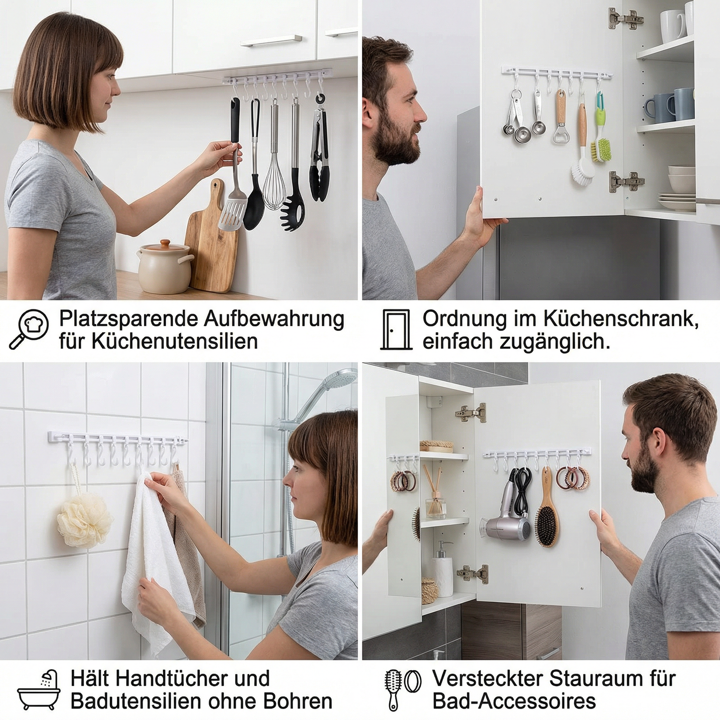 Selbstklebende Hakenleiste Küche & Bad (2 Stk.) | Karnz