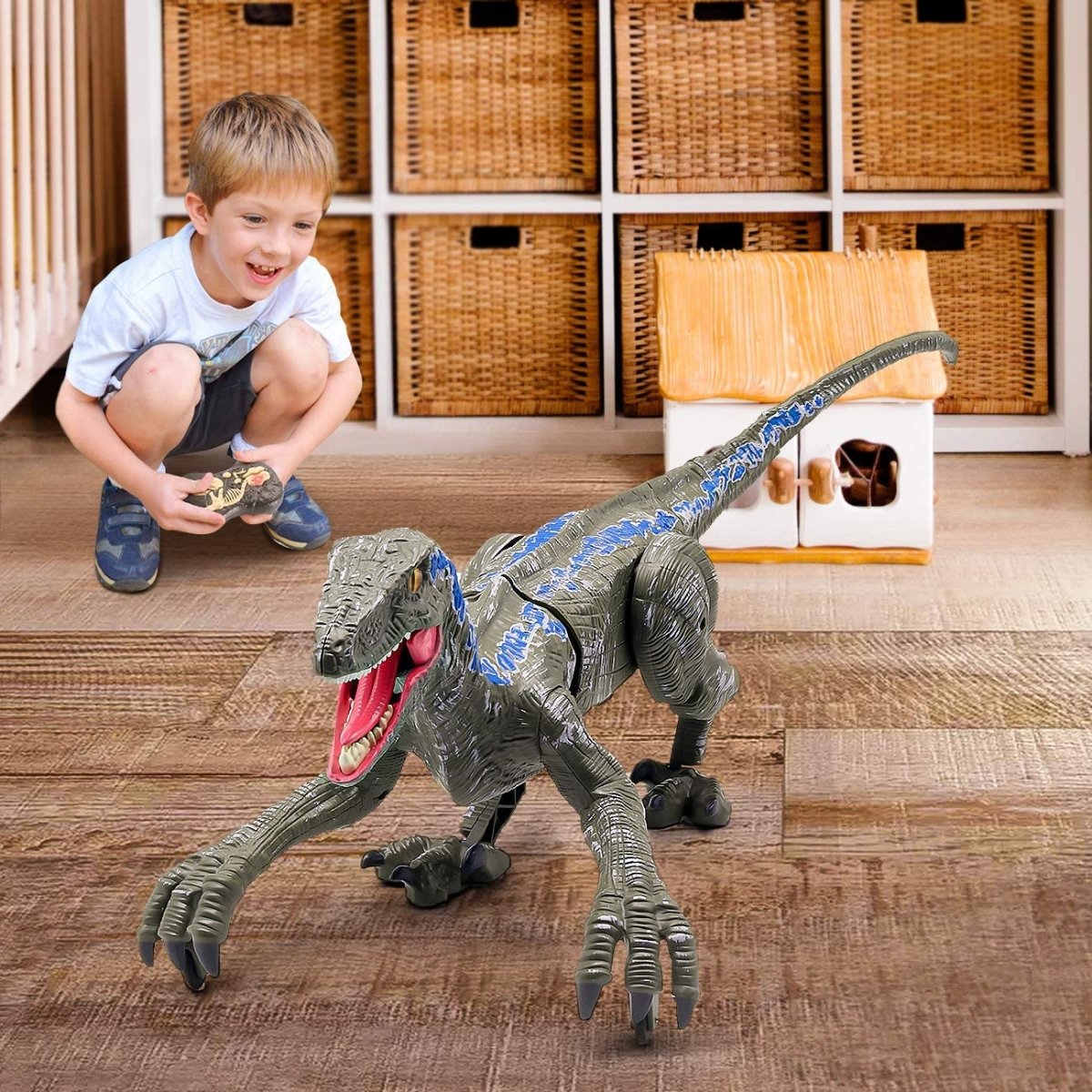 Raptorrush Velociraptor – Ferngesteuertes Dinosaurier-Spielzeug mit Licht, Sound und realistischen Bewegungen