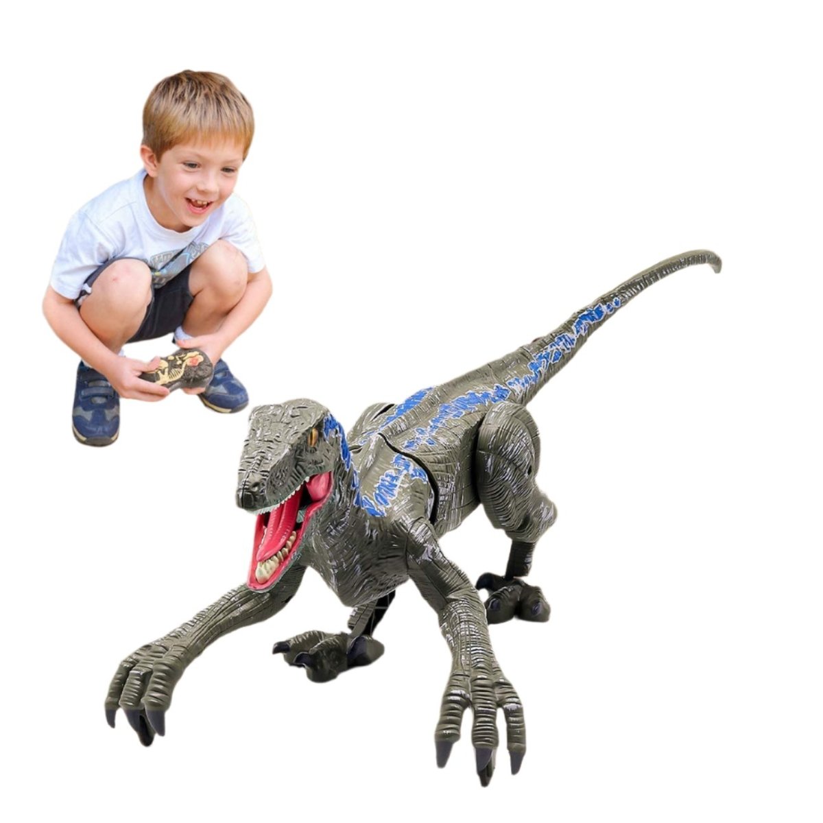 Raptorrush Velociraptor – Ferngesteuertes Dinosaurier-Spielzeug mit Licht, Sound und realistischen Bewegungen