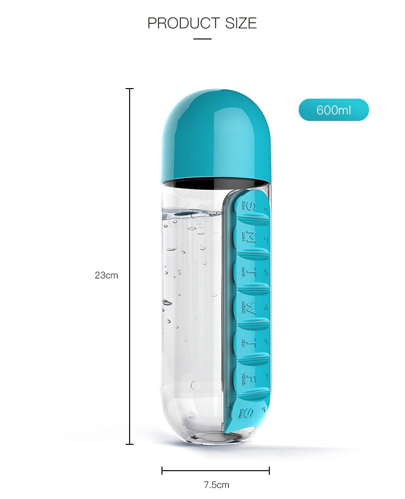 Wasserflasche täglicher Pillenorganisator | Karnz
