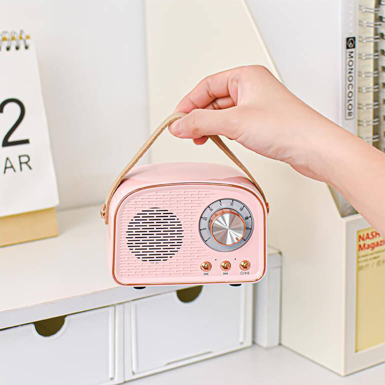 Retro-Radio-Bluetooth-Lautsprecher (rund) | Kabellos | Tragbar | Stilvoller Sound für Zuhause und unterwegs