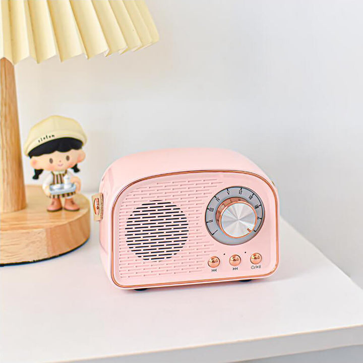 Retro-Radio-Bluetooth-Lautsprecher (rund) | Kabellos | Tragbar | Stilvoller Sound für Zuhause und unterwegs