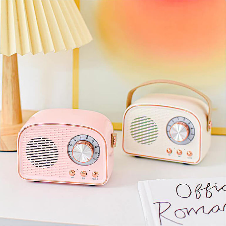 Retro-Radio-Bluetooth-Lautsprecher (rund) | Kabellos | Tragbar | Stilvoller Sound für Zuhause und unterwegs