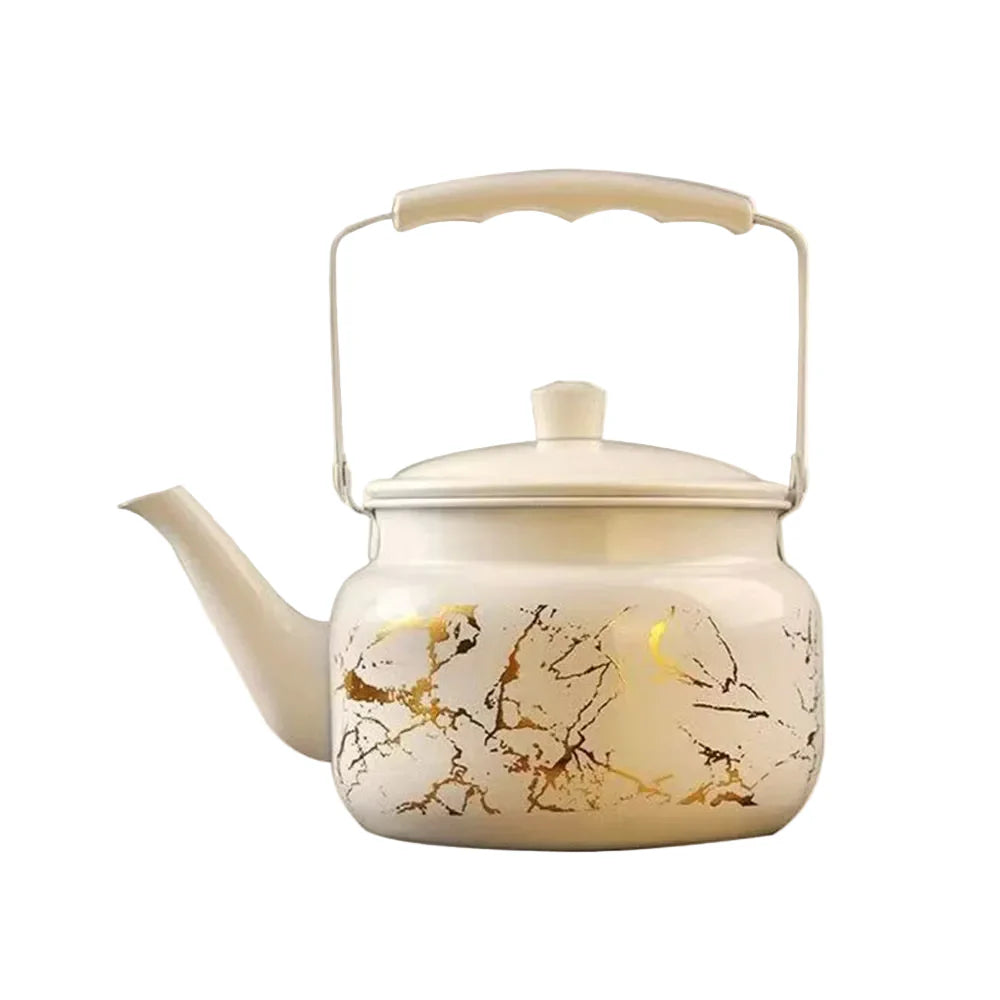 Retro Edelstahl-Teekanne mit Goldprägung Relief Wasserkocher | Karnz