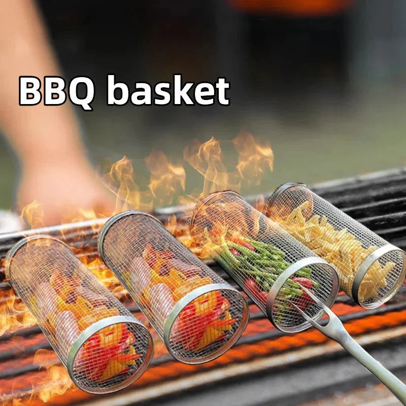 Rolling BBQ Korb Grillkorb Immer Rund Edelstahl Grillnetz | Karnz