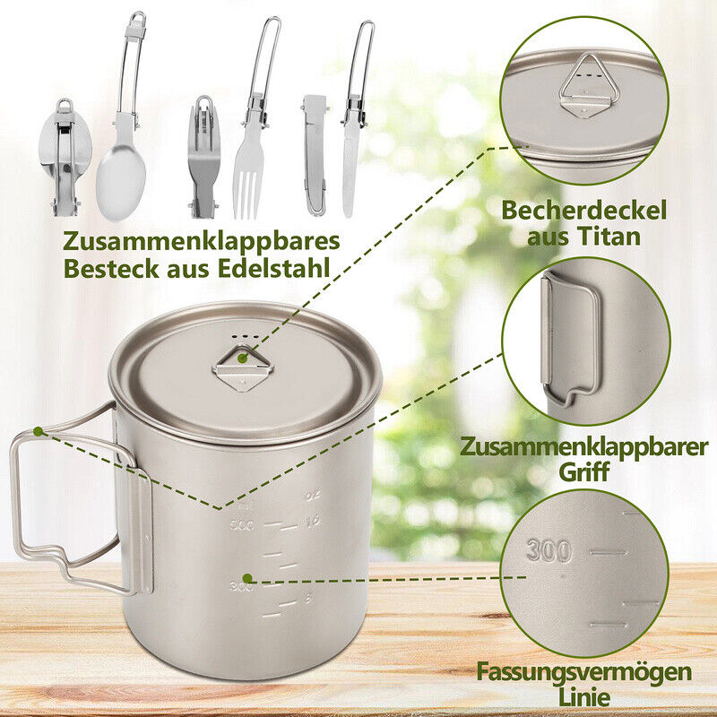 Titan Becher Set mit Besteck Gabeln & Löffel Campingbecher | Karnz