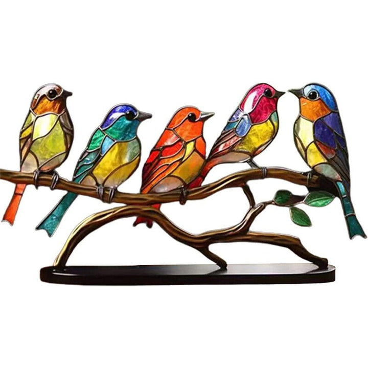 Vögel auf Ästen Gefärbte Acrylornamente, Doppelseitiger Mehrfarbiger Stil | Karnz