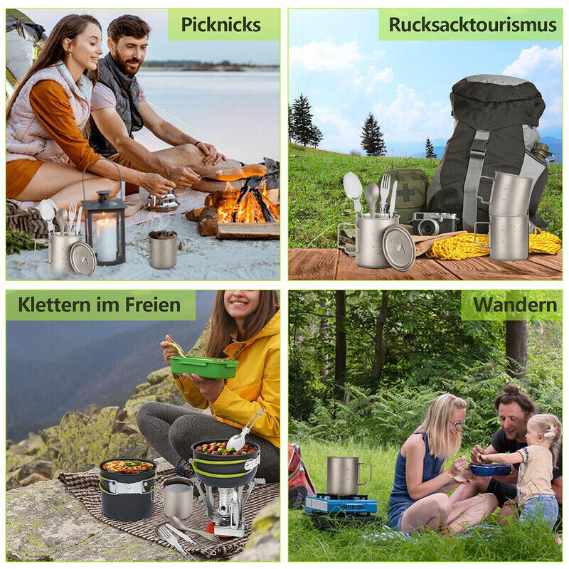 Titan Becher Set mit Besteck Gabeln & Löffel Campingbecher | Karnz
