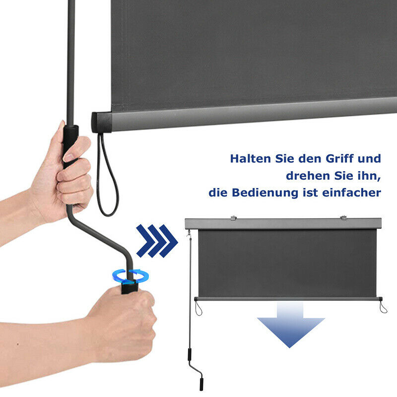 Senkrechtmarkise Sonnenschutz Außenrollo Anthrazit 2.5M*1.4M | Karnz