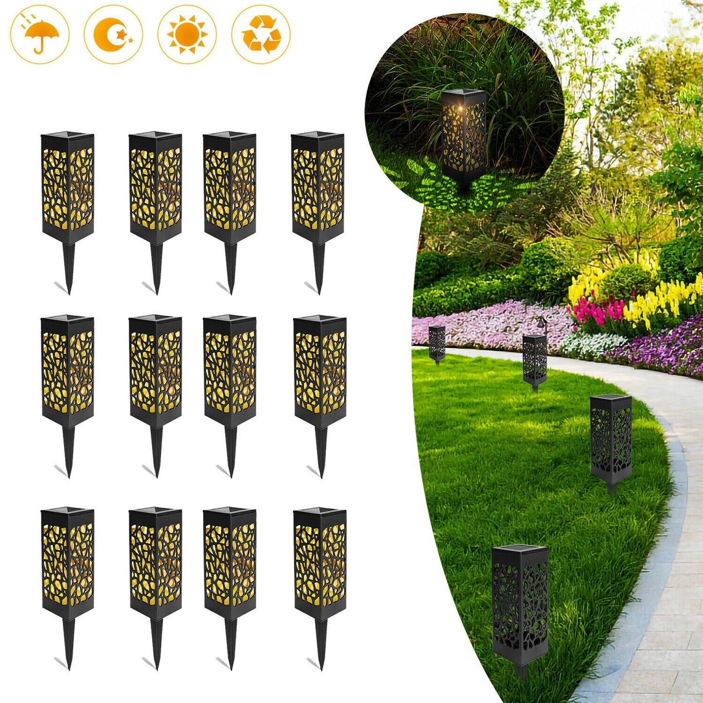 12X Solarleuchten LED Wegeleuchten Gartenbeleuchtung | Karnz