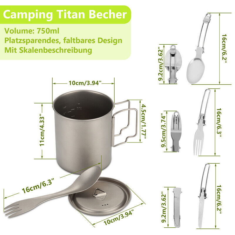 Titan Becher Set mit Besteck Gabeln & Löffel Campingbecher | Karnz