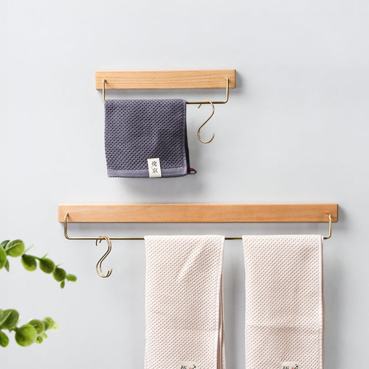 Holz- & Messing-Handtuchhalter für einfache Wandmontage | Karnz