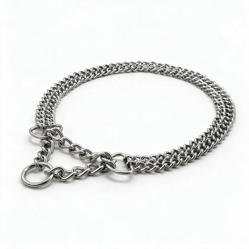 Sandsberg Zugstopp-Hundehalsband – doppelte Metallkette