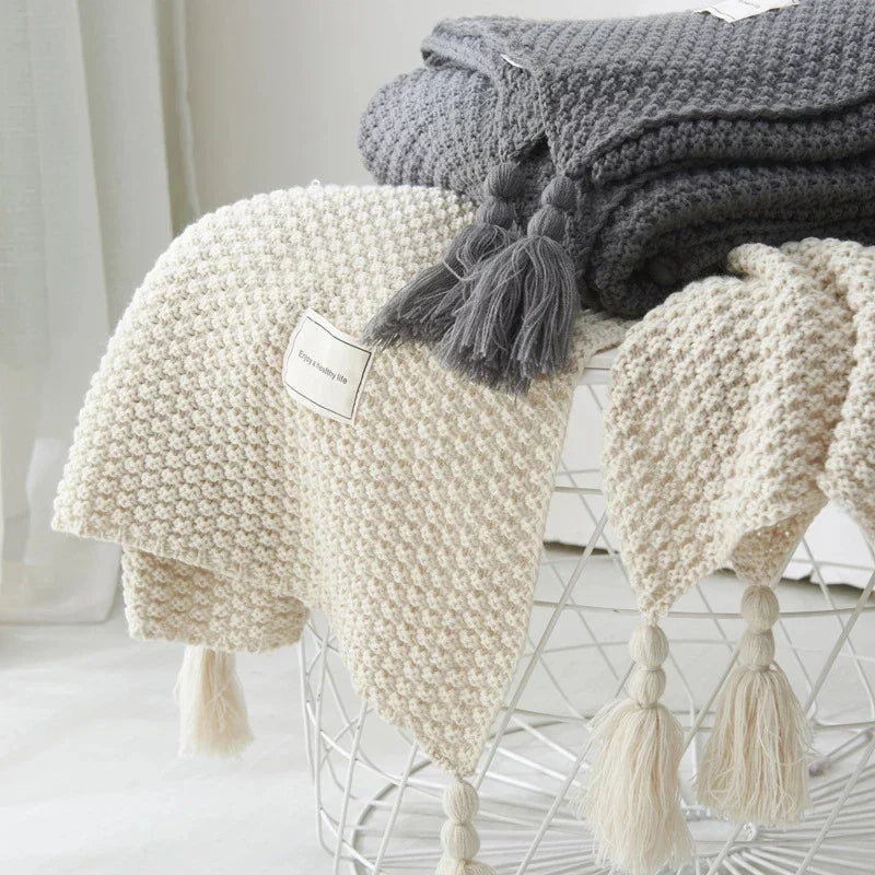 Skandinavische Strickdecke aus Wolle - Aurora