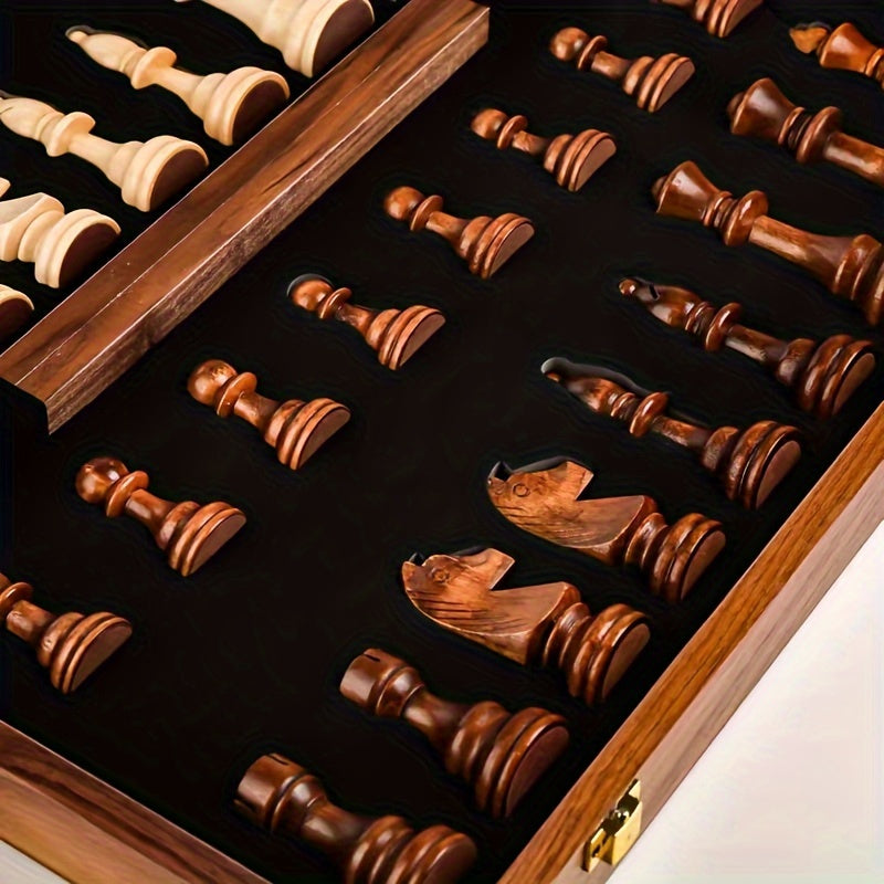 Holz-Schachspiel faltbar mit Schachfiguren | Karnz