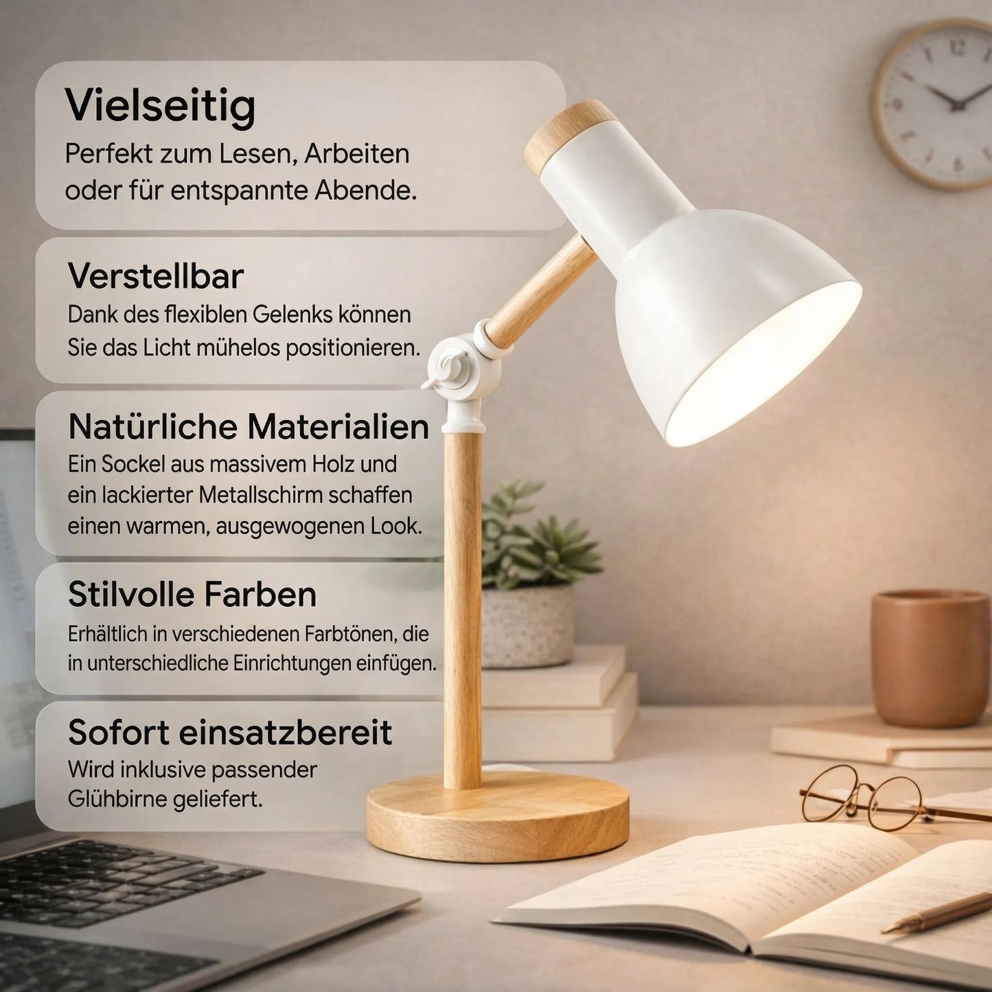 HoutLicht Tischlampe für Schreibtisch | Karnz
