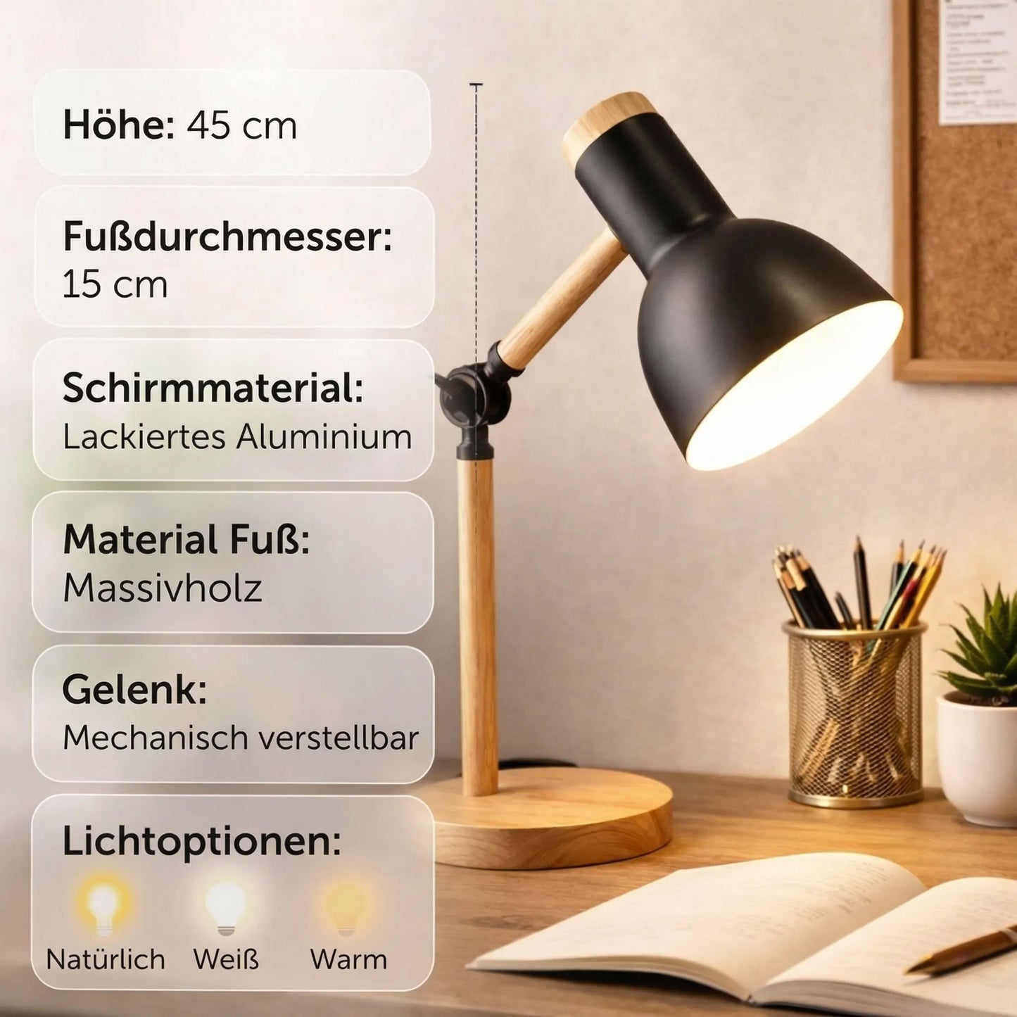 HoutLicht Tischlampe für Schreibtisch | Karnz