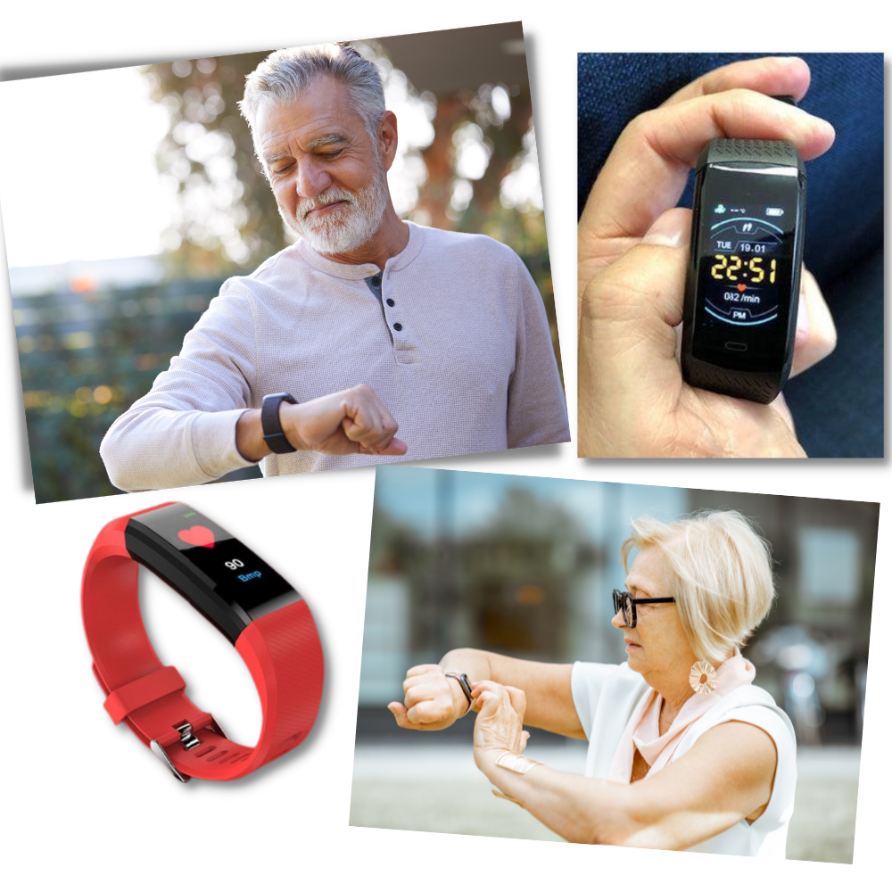 VitaWatch | Senioren-Smartwatch mit Gesundheitsmonitor und großem LED-Bildschirm | Karnz