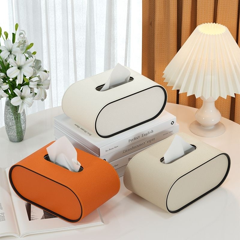 TissuLuxe Oval – Leder Taschentuchboxbezug für Wohnzimmer, Auto & Büro | Karnz