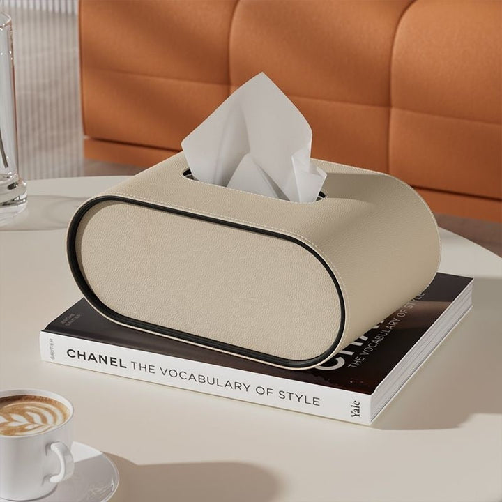 TissuLuxe Oval – Leder Taschentuchboxbezug für Wohnzimmer, Auto & Büro | Karnz