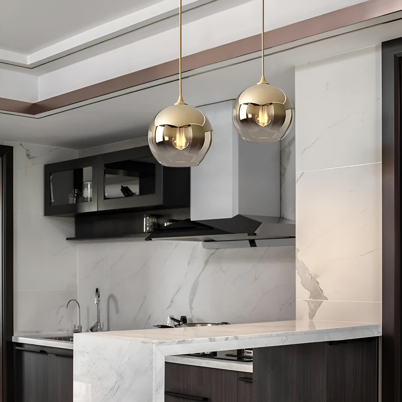 Industrielle Glas-Pendelleuchte mit LED – Modern & Dekorativ | Ideal für Küchen, Esszimmer und Bars