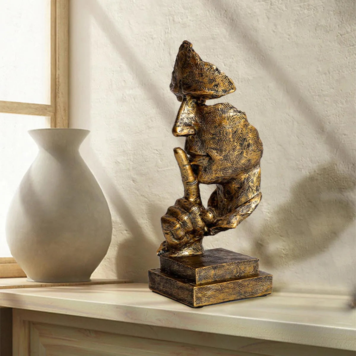Abstrakte Denker-Skulptur – Moderne Art-déco-Figur aus Kunstharz | Ideal für Wohnzimmer und Büro